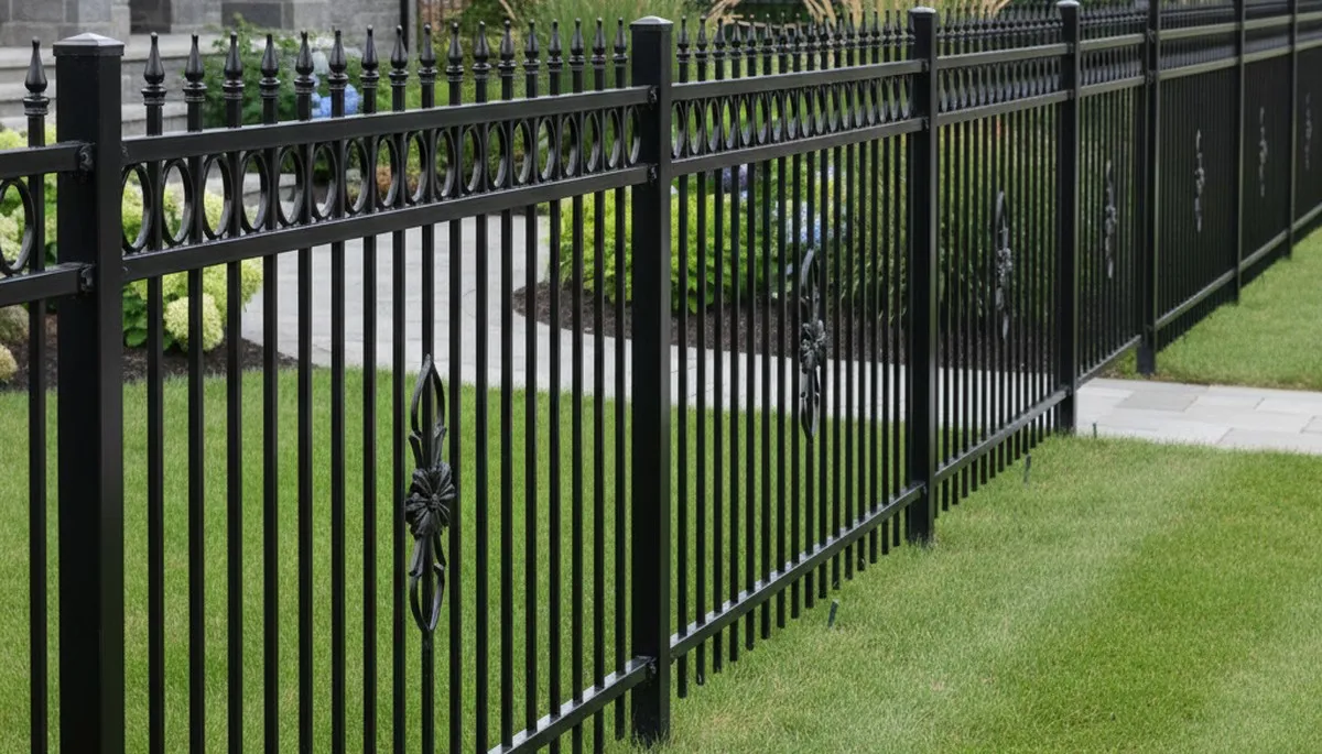 Black ornamental metal fence installation by Chop Chop Landscaping in Burlington, VT