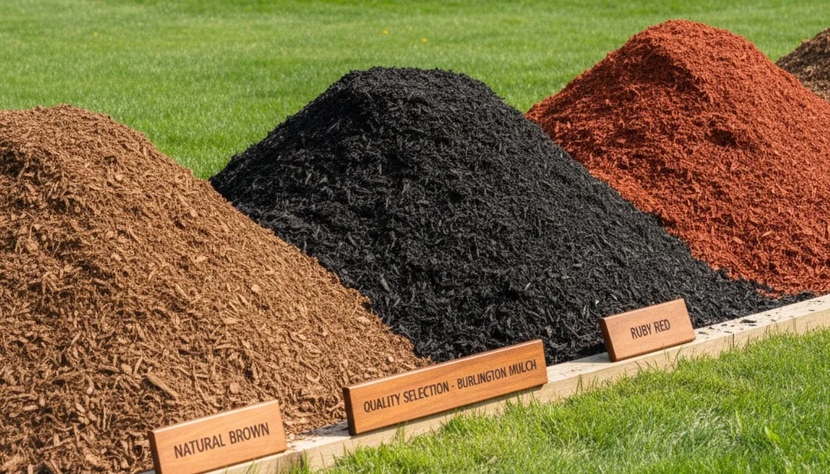 Brown, black, and red mulch variety for Burlington, VT landscapes by Chop Chop Landscaping